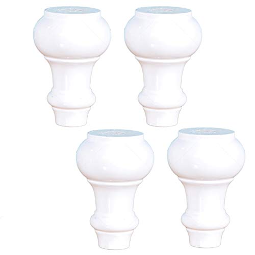 4pcs Massivholz Sofabeine Möbelfüße,Moderne Kürbis-Typ Küche Möbelbeine Ersatzbeine TV-Schrankfüße,für Kaffeetisch Nachttisch Kommode Ottomane Sessel Bett,mit Schraube (15cm/5.9",Weiß) von FENGSHOUU