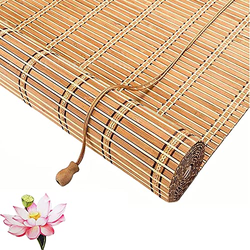 Bambus-Rollo Rollläden,Lichtdurchlässig Sichtschutz Bambusrollo,Fenster Rollo Ohne Bohren,Bambus Raffrollo Holzrollo, Garten-Sonnenschutz Jalousien,Decken- oder Wandmontage (W90xH100cm/36x39in) von FENGSHOUU