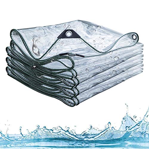 FENGSHOUU Abdeckplane Gewebeplane Glas Klare Tarps,PVC wasserdichte Transparente Plane mit Ösen,Durchsichtige Schutzplane FüR Pflanzendach Winter,Balkon,Gartenmöbel,Wetterfeste,365g /m² von FENGSHOUU