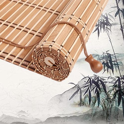 FENGSHOUU Bambus Rollo Retro Bambusrollo Bambus Raffrollo Sichtschutz Sonnenschutz Fensterdekoration Rollo,Seitenzugrollo Für Fenster und Türen,Anpassbar,Breite×Höhe (120cm x 180cm) von FENGSHOUU
