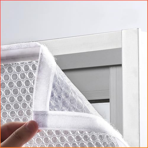 FENGSHOUU Fenster Isolierfolie Kälteschutz Fensterisolierung Schutz-Vorhang,Winddichte Staubdichte Wärmeschutzvorhang für den Winter,Energiesparende Kälteschutz,Wiederverwendbar (50cm x 50cm) von FENGSHOUU