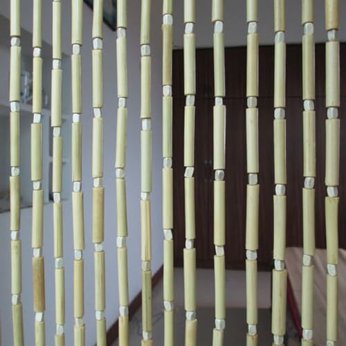 FENGSHOUU Hölzern Perlenvorhang Bambusvorhang Türvorhang Fadenvorhang,Teilervorhang Schnur Türvorhänge Panel,für Zimmerfenster Flur Eingang Dekoration,Anpassbar (45 strands-90x220cm) von FENGSHOUU