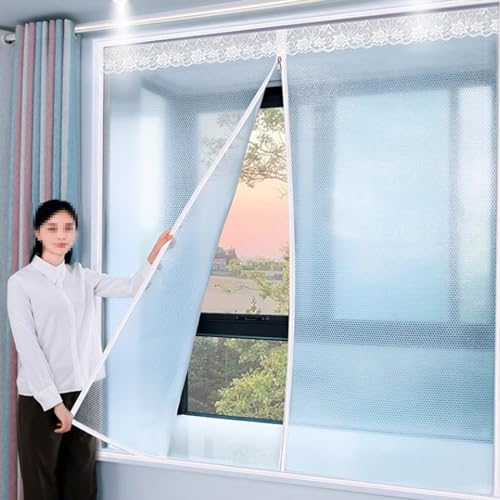 FENGSHOUU Thermovorhang,Fenster-Isolierset Mit Reißverschluss,Winddichte Staubdichte Kälteschutz Wärmeisolierende Kunststoff-fensterabdeckung,Wiederverwendbar,Breite x Höhe (100cm x 200cm) von FENGSHOUU