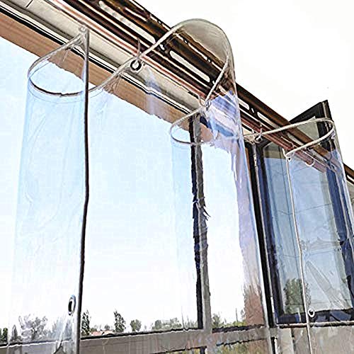 FENGSHOUU Transparente PVC wasserdichte Plane Verdicken Regenschutz Tarp Weicher Kunststoff Balkon Pflanzen Regen Vorhang Holz Sonnenschutz Gewebeplane Faltbar Vordächer mit Ösen 400gsm von FENGSHOUU