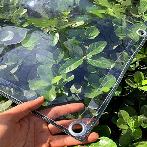 FENGSHOUU Transparente PVC wasserdichte Plane Verdicken Regenschutz Tarp Weicher Kunststoff Folie Carport Balkon Regen Vorhang Sonnenschutz Abdeckplane Gewebeplane mit Ösen 400gsm mit Ösen von FENGSHOUU