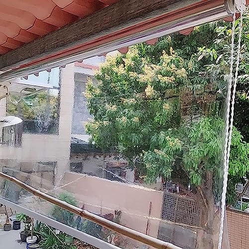 FENGSHOUU Transparente Rollo,Seitenzug-Rollo,wasserdichte PVC Rollläden,Winddichter Vorhang aus Kunststoff,Wetterfest,für Outdoor-Balkon-Terrassen-Tür,Breite x Höhe (90x180cm) von FENGSHOUU