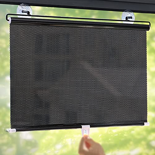 Verdunkelungsrollo mit Saugnapf,Saugnapfes Rollo Fensterrollo Sonnenschutz-Rollos,Einziehbare Temporäre Jalousien,Für Balkon,Büro,Auto,Sichtschutz Vorhang,Ohne Bohren (W58xH125cm(23x49in)) von FENGSHOUU