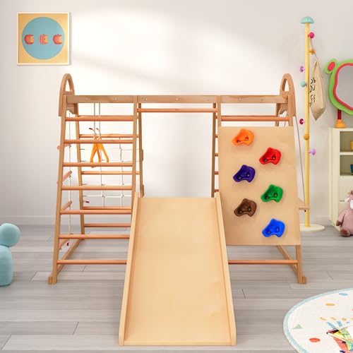 FENGSSLL 7-in-1-Multifunktions-Klettergerüst,Massivholz, Sperrholz und Buchenholz Schaukel, Kletterleiter, Kletterplattenrutsche, EIN Netz zum Klettern, Kletterstein aus Kunststoff Ringe Kann FENGSSLL 7-in-1-Multifunktions-Klettergerüst,Massivholz, Sperrholz und Buchenholz Schaukel, Kletterleiter, Kletterplattenrutsche, EIN Netz zum Klettern, Kletterstein aus Kunststoff Ringe Kann von FENGSSLL