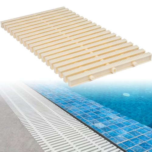 Überlaufgitter für Schwimmbäder, spleißbare Ablaufgitterabdeckung, PP-Kunststoff-Ablaufmatte für den Innen- und Außenbereich,Bone-18x100CM/2pcs von FENGSSLL