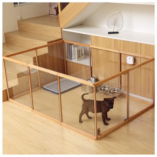 Welpenauslauf, Hundelaufstall faltbar mit Tür, Hundegehege Wohnung, XXL Laufgitter für Hunde, Katzen, Kaninchen, Kleintiere, rutschfest, Transparent，für Welpen(Big Door,12 Pieces) von FENGZEQUAN
