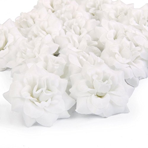 Fenical Kunstblumen Künstliche Rosen Weiß Rose Köpfe Hochzeit Dekoration Kunstrose 50 Stück von Fenical