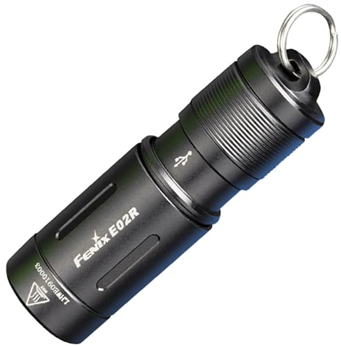 FENIX Unisex-Adult E02r Black Rechargeable Keychain Torch Taschenlampe, Schwarz, small von Fenix
