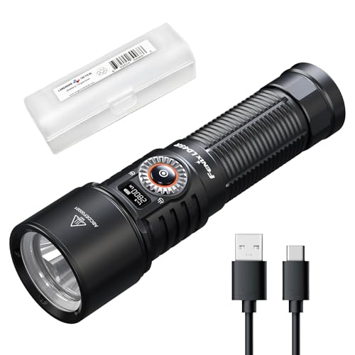 Fenix LD45R 2800 Lumen zoombare USB-C-Taschenlampe mit stufenlosem einstellbarem Fokus zwischen Strahler und Flutlicht, mit OLED-Display und Lumentac-Organizer von Fenix