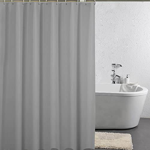 FENJIU Einfarbige Duschvorhang Moderne Art Badezimmer Trennung Grau Duschvorhange wasserdichte Dicke Badeschirme mit 12-Haken 85x150cm (33X59inch) von FENJIU