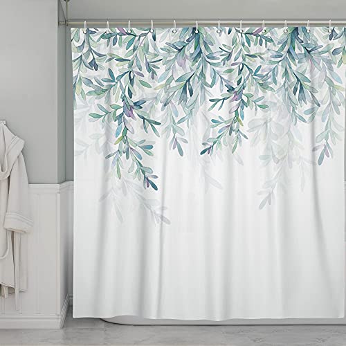 Grüne Pflanzen Blumen Duschvorhänge Wasserdicht Günstige Badezimmervorhang Anti-Peeping Bad Blackout Screen Door mit 12 Haken 90x200cm(35X79inch) von FENJIU