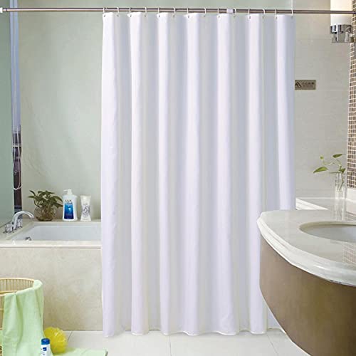 Weiß Duschvorhang Textil aus Polyester Stoff,119x183cm(47X72inch) mehrere Größen Anti-Schimmel Dusch Vorhang Wasserdicht Waschbar, Shower Curtains für Dusche und Badewanne von FENJIU