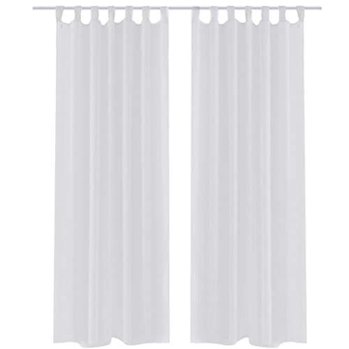 FENLAX 2xTransparente Gardine Fertiggardine 140x225 weiß Schlafzimmer Vorhang Modern Vorhang Lang Wohnzimmer Gardinen Vorhänge Wohnzimmer 2er Set Wohnzimmer Vorhang Vorhänge Büro Einfaches Design von FENLAX