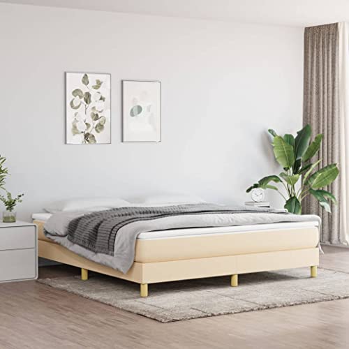 FENLAX Bettgestell Boxspringbett Daybed für Schlafzimmer Gästezimmer Jugendbett Plattformbettrahmen Stauraumbett Eleganten und Zeitlosen Design Creme 203x160x25 cm FENLAX Bettgestell Boxspringbett Daybed für Schlafzimmer Gästezimmer Jugendbett Plattformbettrahmen Stauraumbett Eleganten und Zeitlosen Design Creme 203x160x25 cm von FENLAX