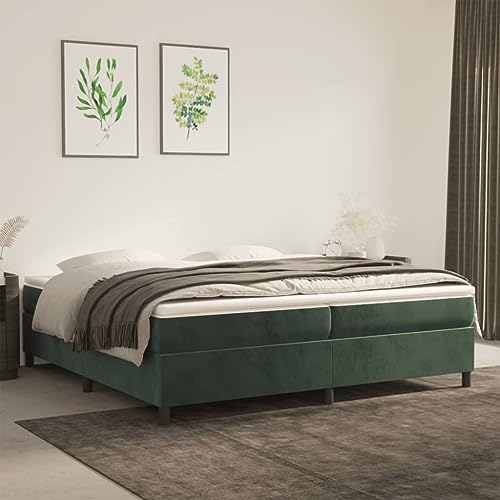 FENLAX Bettgestell Boxspringbett Samt Daybed für Schlafzimmer Gästezimmer Jugendbett Plattformbettrahmen Stauraumbett Eleganten und Zeitlosen Design Dunkelgrün 203x200x35 cm von FENLAX