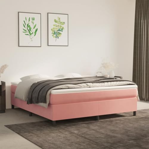 FENLAX Bettgestell Boxspringbett Samt Daybed für Schlafzimmer Gästezimmer Jugendbett Plattformbettrahmen Stauraumbett Eleganten und Zeitlosen Design Rosa 203x180x35 cm FENLAX Bettgestell Boxspringbett Samt Daybed für Schlafzimmer Gästezimmer Jugendbett Plattformbettrahmen Stauraumbett Eleganten und Zeitlosen Design Rosa 203x180x35 cm von FENLAX