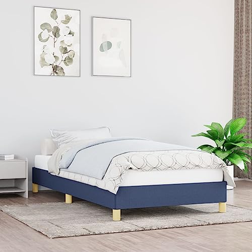FENLAX Bettgestell Daybed für Schlafzimmer Gästezimmer Modern Stoffbett Jugendbett Plattformbettrahmen Stauraumbett Eleganten und Zeitlosen Design Blau 203x93x25 cm von FENLAX