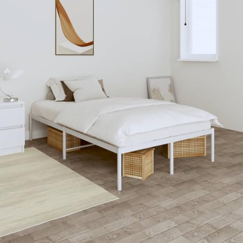 FENLAX Bettgestell aus Metall Daybed für Schlafzimmer Gästezimmer Jugendbett Metallbett Plattformbettrahmen Stauraumbett Eleganten und Zeitlosen Design Weiß 207x125x31 cm von FENLAX