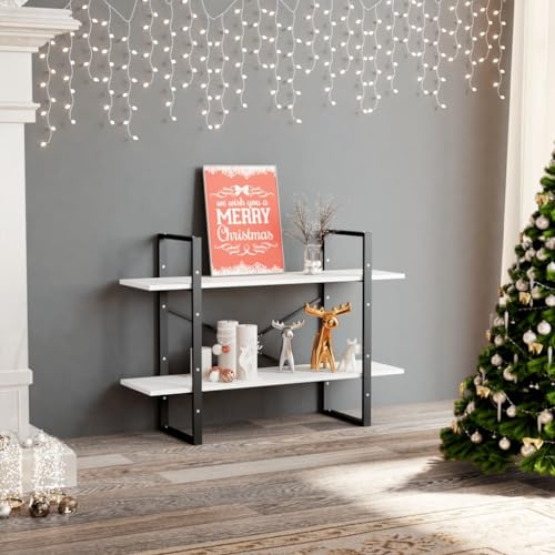 FENLAX Bücherregal aus Holz mit 2 Geräumigen Fächern Büroregal Aufbewahrungsregal Seitenschrank Wohnzimmerschrank Hochregal Raumteiler Reichlich Stauraum Weiß 100x30x70 cm von FENLAX