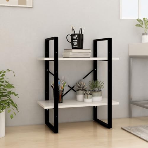 FENLAX Bücherregal aus Holz mit 2 Geräumigen Fächern Büroregal Seitenschrank Aufbewahrungsregal Wohnzimmerschrank Hochregal Raumteiler Reichlich Stauraum Weiß 60x30x70 cm von FENLAX