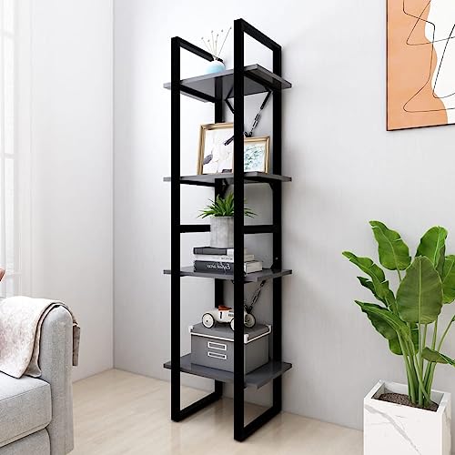 FENLAX Bücherregal aus Holz mit 4 Geräumigen Fächern Büroregal Aufbewahrungsregal Seitenschrank Wohnzimmerschrank Hochregal Raumteiler Reichlich Stauraum Grau 40x30x140 cm FENLAX Bücherregal aus Holz mit 4 Geräumigen Fächern Büroregal Aufbewahrungsregal Seitenschrank Wohnzimmerschrank Hochregal Raumteiler Reichlich Stauraum Grau 40x30x140 cm von FENLAX