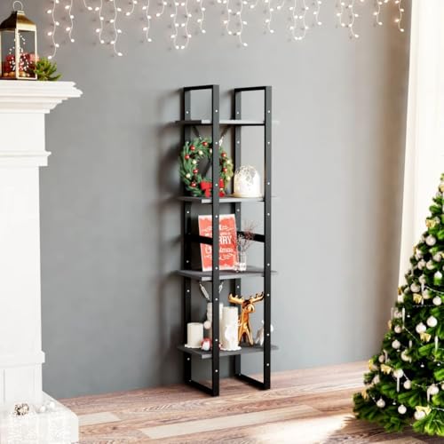 FENLAX Bücherregal aus Holz mit 4 Geräumigen Fächern Büroregal Seitenschrank Aufbewahrungsregal Wohnzimmerschrank Hochregal Raumteiler Reichlich Stauraum Grau 40x30x140 cm FENLAX Bücherregal aus Holz mit 4 Geräumigen Fächern Büroregal Seitenschrank Aufbewahrungsregal Wohnzimmerschrank Hochregal Raumteiler Reichlich Stauraum Grau 40x30x140 cm von FENLAX
