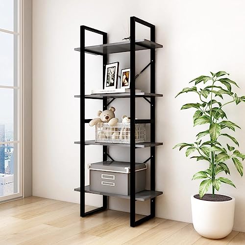 FENLAX Bücherregal aus Holz mit 4 Geräumigen Fächern Büroregal Seitenschrank Aufbewahrungsregal Wohnzimmerschrank Hochregal Raumteiler Reichlich Stauraum Grau 60x30x140 cm FENLAX Bücherregal aus Holz mit 4 Geräumigen Fächern Büroregal Seitenschrank Aufbewahrungsregal Wohnzimmerschrank Hochregal Raumteiler Reichlich Stauraum Grau 60x30x140 cm von FENLAX