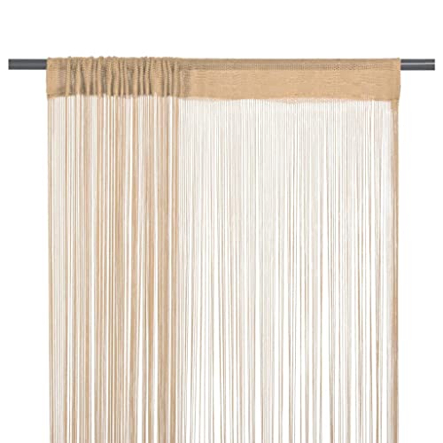 FENLAX Fadenvorhänge 2 STK. 100x250 cm Beige Fadenvorhänge für Türen Vorhang für Terrassentür Türvorhang Insektenschutz Raumteiler Schaufensterdekoration Vielseitigen Fadenvorhängen von FENLAX