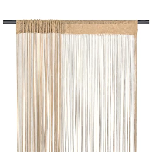 FENLAX Fadenvorhänge 2 STK. 140x250 cm Beige Fadenvorhänge für Türen Vorhang für Terrassentür Türvorhang Insektenschutz Raumteiler Schaufensterdekoration Vielseitigen Fadenvorhängen von FENLAX