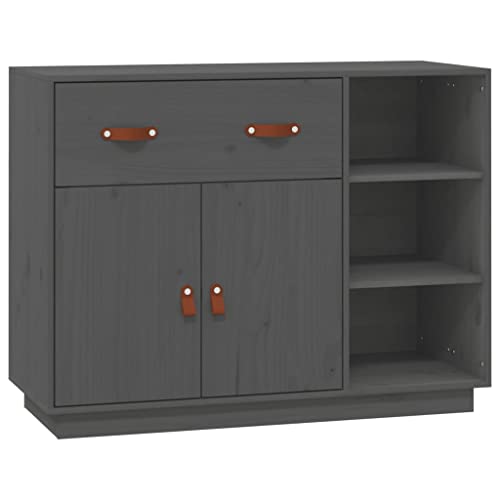 FENLAX Holz-Sideboard Beistellschrank Aufbewahrungsschrank Multifunktional Möbelstück für Schlafzimmer Wohnzimmer oder Büro Minimalistische Design Grau 98,5x40x75 cm von FENLAX