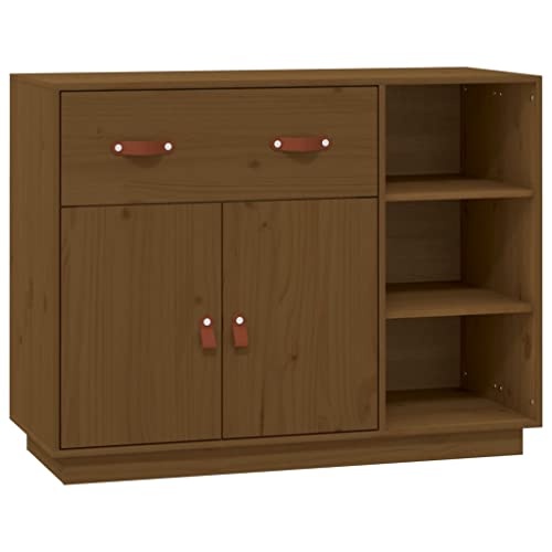FENLAX Holz-Sideboard Beistellschrank Aufbewahrungsschrank Multifunktional Möbelstück für Schlafzimmer Wohnzimmer oder Büro Minimalistische Design Honigbraun 98,5x40x75 cm von FENLAX