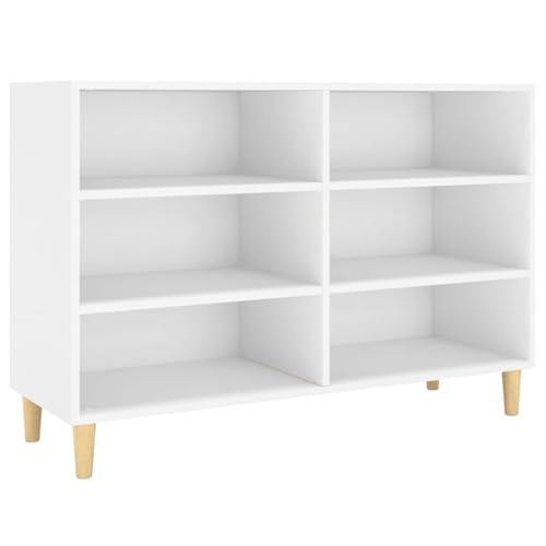 FENLAX Holz-Sideboard Beistellschrank Multifunktional Aufbewahrungsschrank Möbelstück für Schlafzimmer Wohnzimmer oder Büro Minimalistische Design Weiß 103,5x35x70 cm von FENLAX