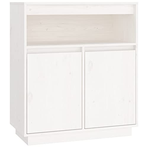 FENLAX Holz-Sideboard Beistellschrank Multifunktional Aufbewahrungsschrank Möbelstück für Schlafzimmer Wohnzimmer oder Büro Minimalistische Design Weiß 70x34x80 cm von FENLAX