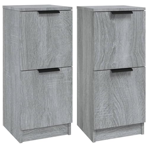 FENLAX Holz-Sideboard Multifunktional Beistellschrank Aufbewahrungsschrank 2 STK. Möbelstück für Schlafzimmer Wohnzimmer oder Büro Minimalistische Design Grau Sonoma 30x30x70 cm von FENLAX