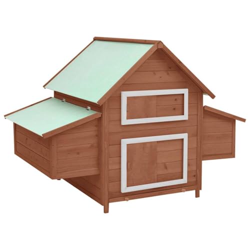 FENLAX Hühnerstall 152x96x110 cm aus Massives Tannenholz Mokka Holz Hühnerstall Winterfest Hühnerhaus Hühner Gehege für Draußen Voliere Kleintierstall von FENLAX