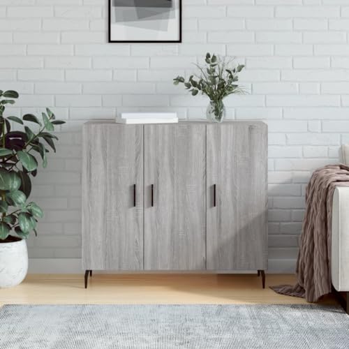 FENLAX Kommode Breite Sideboard Komodenschrank Für Schlafzimmer Flur Wohnzimmer Aparador Standschrank 90x34x80 cm GrauSonoma von FENLAX