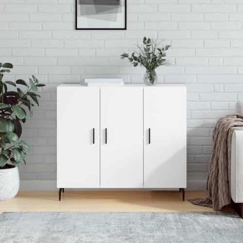 FENLAX Kommode Breite Sideboard Komodenschrank Für Schlafzimmer Flur Wohnzimmer Aparador Standschrank 90x34x80 cm Weiß von FENLAX