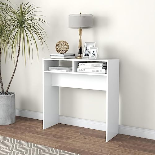 FENLAX Konsolentisch 78x30x80 cm Flurtisch mit Offenen Ablagefächern Sideboard Eingangstisch Beistelltisch Telefontisch Holz Couchtisch Konsolentisch mit Ablagen Holzwerkstoff Weiß von FENLAX