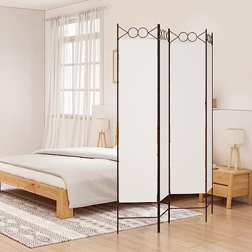 FENLAX Paravent Raumteiler Weiß 160x200 cm Stoff Freistehender Praktischer Multifunktional Trennwand Wohnzimmer Room Divider Dekorative Sichtschutz Schlafzimmer Home Privaten Ankleidebereich von FENLAX