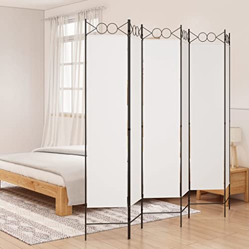FENLAX Paravent Raumteiler Weiß 240x200 cm Stoff Freistehender Praktischer Multifunktional Trennwand Wohnzimmer Room Divider Dekorative Sichtschutz Schlafzimmer Home Privaten Ankleidebereich von FENLAX