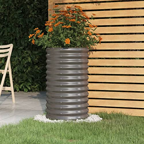 FENLAX Pflanzkübel aus Pulverbeschichteter Stahl 40x40x68 cm Grau Hochbeet Metall Hochbett Garten Hochbeet für Gemüse Pflanzenbeet Blumenbeet Hochbeete für Terrasse Hochbeet Balkon Pflanzenkasten von FENLAX