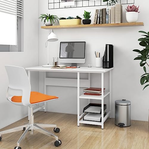FENLAX Schreibtisch Büro Weiß Zwei Fächer 105x55x72 cm MDF und Metall Stilvolles Design mit Sauberen Linien auf Computertisch Zuhause Vielseitiges Möbelstück Arbeitsbereich FENLAX Schreibtisch Büro Weiß Zwei Fächer 105x55x72 cm MDF und Metall Stilvolles Design mit Sauberen Linien auf Computertisch Zuhause Vielseitiges Möbelstück Arbeitsbereich von FENLAX