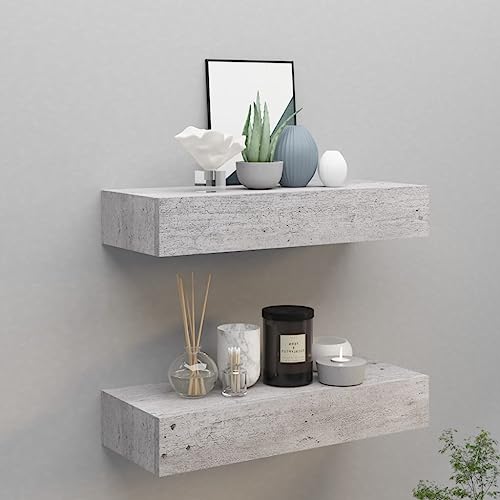 FENLAX Schubladenregal 2 Pcs 60x23,5x10 cm MDF, Metall Betongrau Wandschrank Wandboard Mit Schublade Mit Schublade Wandregal Mit Schubladen Hängeschublade Wohnwand Modern Hängeschrank FENLAX Schubladenregal 2 Pcs 60x23,5x10 cm MDF, Metall Betongrau Wandschrank Wandboard Mit Schublade Mit Schublade Wandregal Mit Schubladen Hängeschublade Wohnwand Modern Hängeschrank von FENLAX
