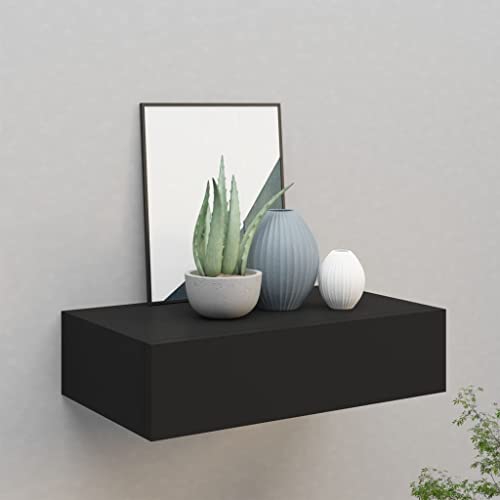 FENLAX Schubladenregal 40x23,5x10 cm MDF, Metall Schwarz Wandschrank Mit Schublade Schweberegal Mit Schublade Wandregal Mit Schubladen Hängeschublade Floating Shelves von FENLAX