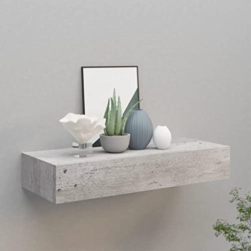 FENLAX Schubladenregal 60x23,5x10 cm MDF, Metall Betongrau Wandschrank Wandboard Mit Schublade Schweberegal Mit Schublade Wandregal Mit Schubladen Hängeschublade Wohnwand Modern Hängeschrank von FENLAX