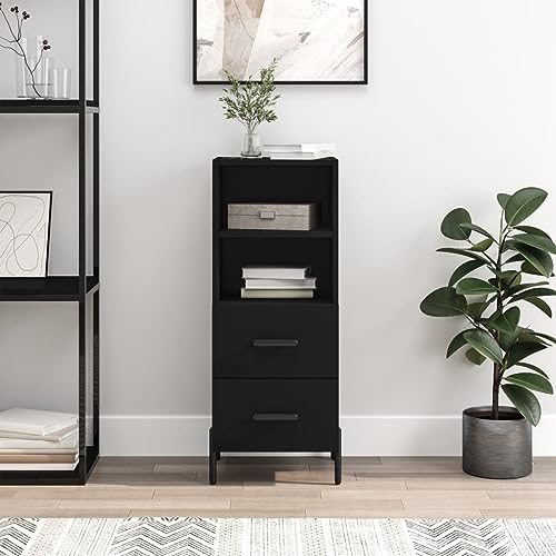 FENLAX Sideboard Kommode Schlafzimmer Modern Chest of Drawers Bedroom Kommoden Flur Komodenschrank Aufbewahrungsschrank 34,5x34x90 cm Schwarz von FENLAX